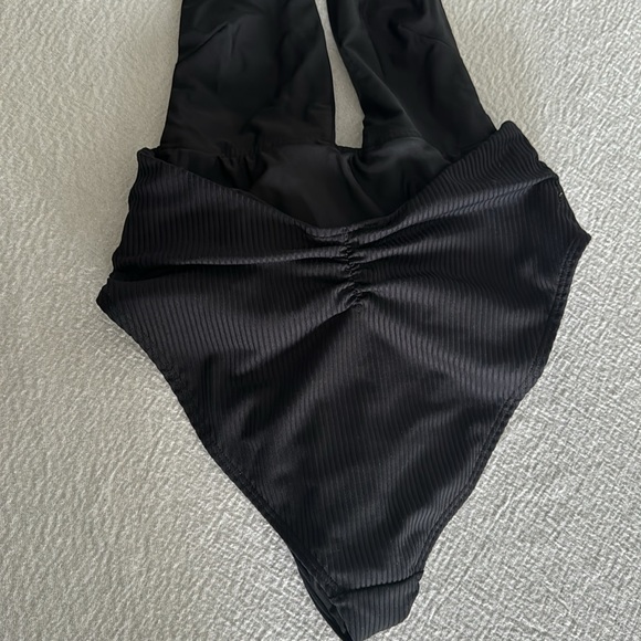 MONTCE Black Rib Tropez Tie-Up One-Piece, Black, Medium , $218 - Picture 14 of 14
